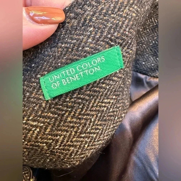 United Colors Of Benetton | Virgin Wool / Silk Blend Tweed Chevron Skirt Size 46 - Picture 5 of 10